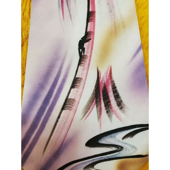 1950s HANDPAINTED TIE ~ HOLLYVOGUE ~ TROPICAL ISLAND VOLCANO PALM TREE ~ 51